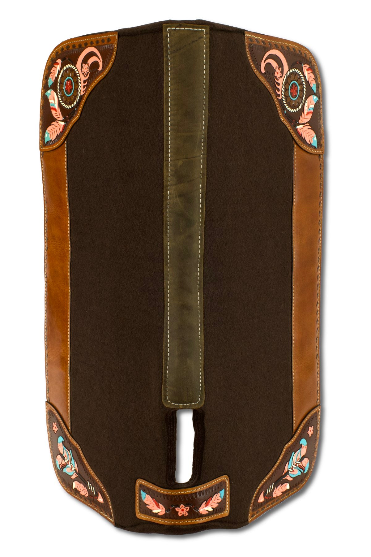 Western-Filzpad, Westernpad mit Lederbesatz Pfeil & Feder, anatomisch,